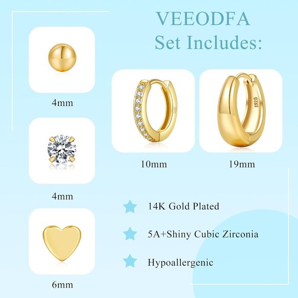 🆕 Women Gold Small Hoop Earrings Trendy Chunky Multiple Piercing Jewelry Gift - Picture 3 of 7